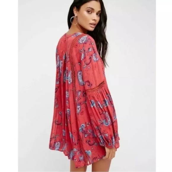 Fre People Paisley Red Women's Top Size XS - Picture 2 of 9